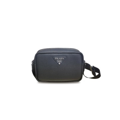 PRADA BLACK VITELLO DAINO LEATHER SHOULDER BAG 1BH182 (22*14.5*8cm) 